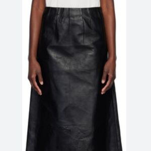 VINTAGE JACQUES ESTEREL PARIS BLACK LEATHER A LINE SKIRT FR 38 US 6 HIGH WAIST